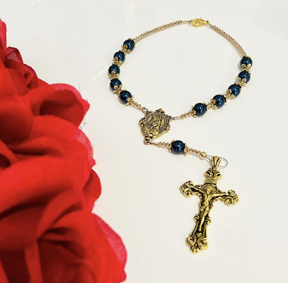 Navy Blue Car Rosary